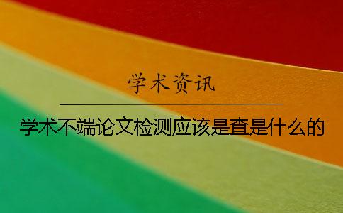学术不端论文检测应该是查是什么的